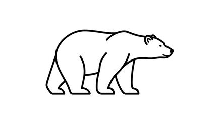 Minimalist polar bear outline icon, simple line art illustration, arctic animal graphic © Berkah