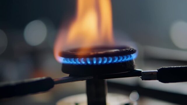 Gas burner flame detail closeup