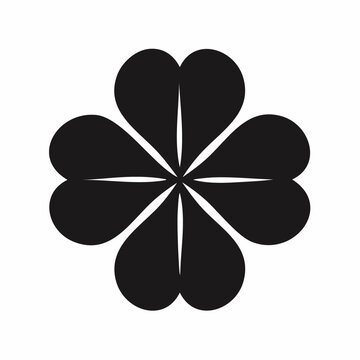 Minimalist four leaf clover vector shape as a symbol of fortune and luck with shamrock botanical illustration isolated decoration silhouette