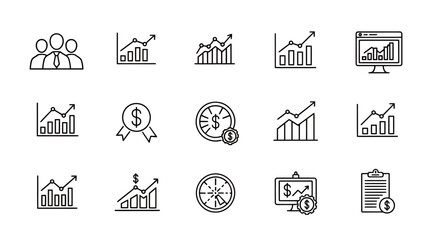 Fototapeta premium A comprehensive collection of business growth and financial icons.
