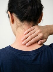 Fototapeta premium Close Up Neck Pain and Cervical Muscle Strain Concept