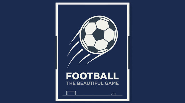 Dark blue soccer background with flying football and play field layout, football