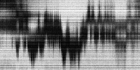 Obraz premium Black and white glitch texture background with vertical lines and analog static noise