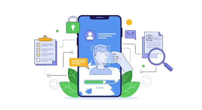Mobile app design, user interface elements, login screen, digital icons, vector graphics