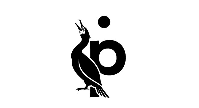 Black and white bird logo with letter b design.