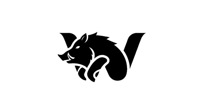 Black Silhouette of a Roaring Wolf Head Logo.