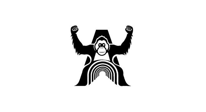 Strong Gorilla Logo with Raised Arms Design.