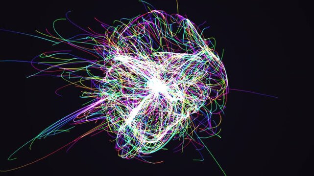 Hypnotic seamless loop of a glowing gold flow field morphing through an abstract topology field with an elegant inner glow. Ideal for projection mapping, data visualization. 4K UHD.