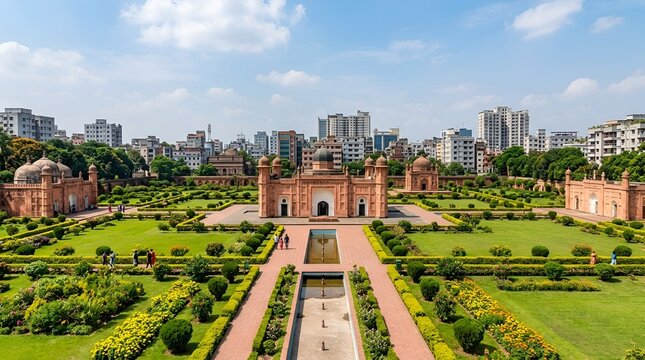 Lalbagh fort in dhaka, bangladesh, a 17thcentury mughal fort complex with lush gardens and historic architecture