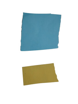 A blue square shape placed above a small gold rectangle shape on a simple creative design element isolated on transparent background