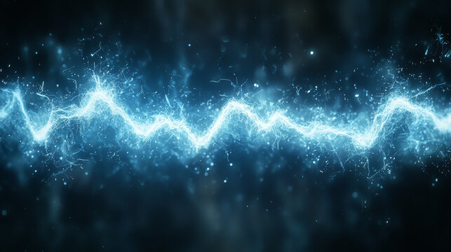 Electric blue waveform glowing energy line abstract light pulse digital frequency dynamic spark futuristic background vibrant high tech science electricity