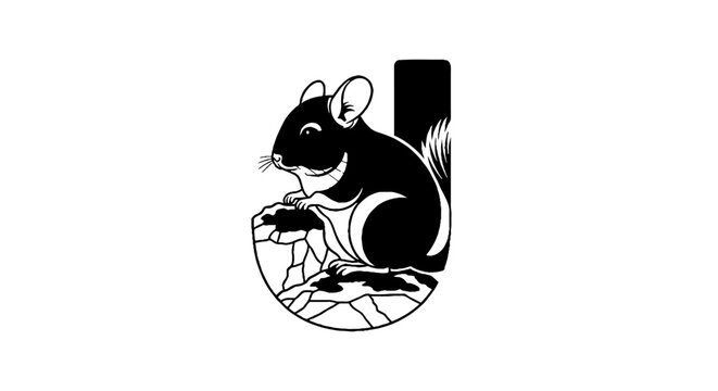 Black and white illustration of a mouse eating cheese.