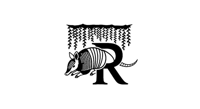 Armored armadillo integrated with letter R design.