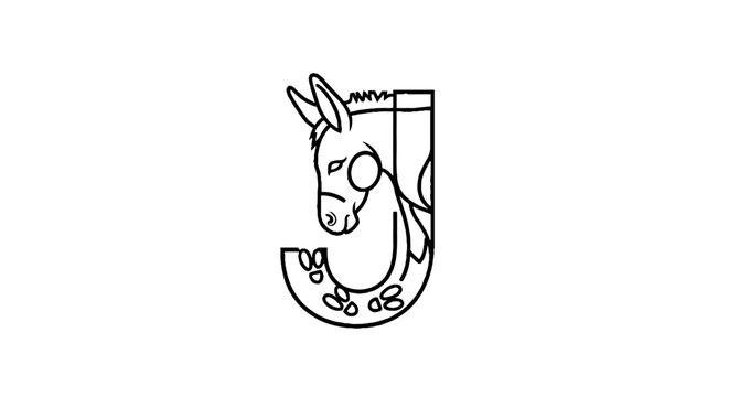 Illustrated donkey head in shield emblem design.