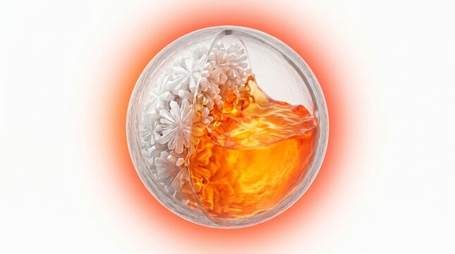 3D Microscopic Diagram of Phase Change Material (PCM) Microcapsules Storing Heat