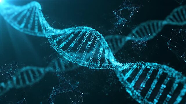 Dna strand structure animation representing genetic engineering and medical science research concept