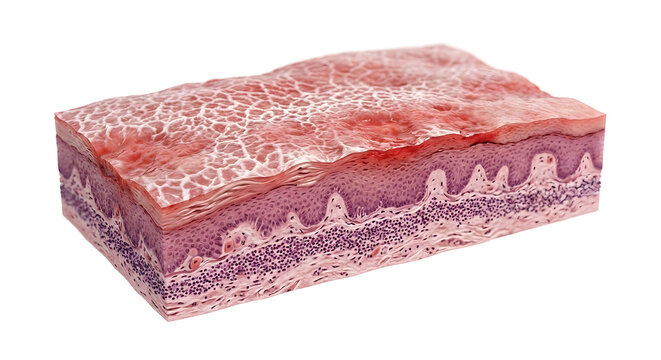 3D Render of Oral Lichen Planus Lesion Tissue Cross-Section, Suitable for Science Education, Isolated on a White Background