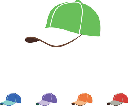 PrintColorful Baseball Cap and Snapback Hat Vector Set Featuring Various Color Options for Fashion Apparel Branded Merchandise and Sportswear Mockups