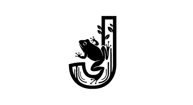 Black and white frog logo with letter J design.