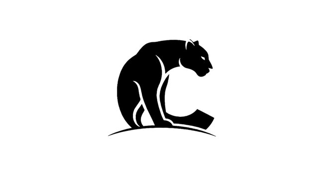 Black panther silhouette in crouching position.