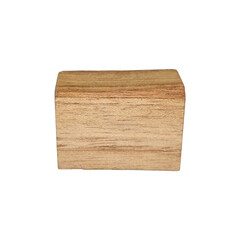 Fototapeta premium Wooden cube with natural grain texture during bright studio lighting with copy space for design