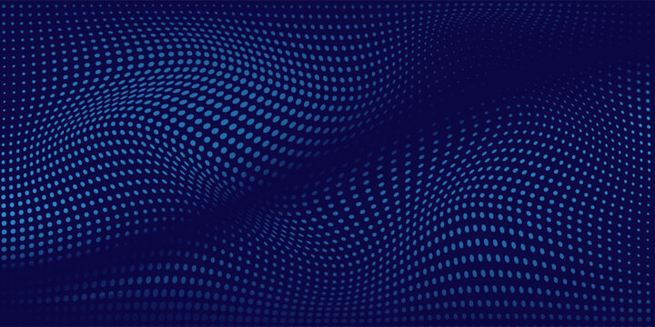 Abstract blue halftone wavy dotted digital technology business art. Geometric modern vector dots. EPS10