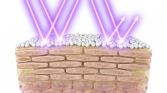 3D Microscopic Diagram of Zinc Oxide Nanoparticles Reflecting UV Rays