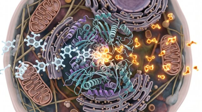 3D Microscopic Diagram of Ethanol Metabolism into Acetaldehyde in the Liver