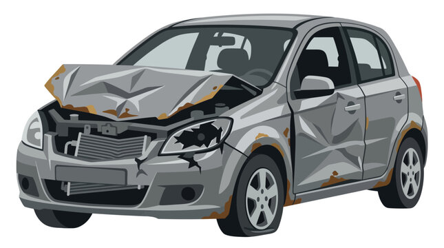 Damaged Car Crash Vehicle.