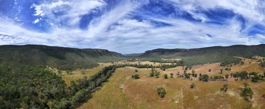 Spectacular aerial panorama of Cania Gorge Queensland Australia
