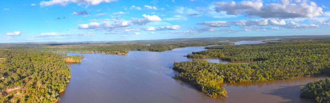 Spectacular aerial parorama of Lake Boondooma Queensland Australia