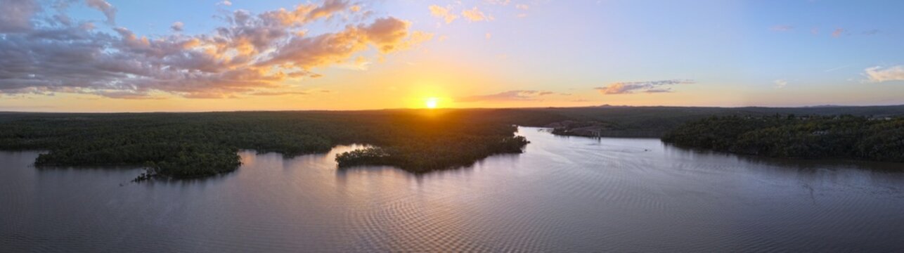 Spectacular aerial parorama of Lake Boondooma Queensland Australia