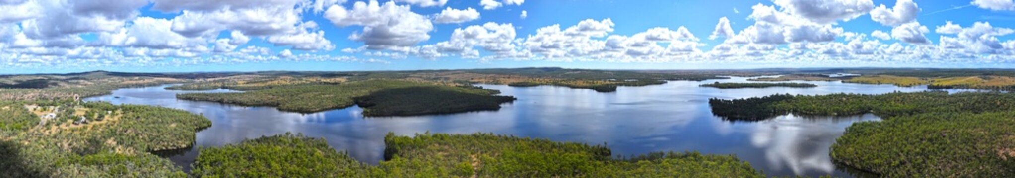Spectacular aerial parorama of Lake Wuruma Queensland Australia