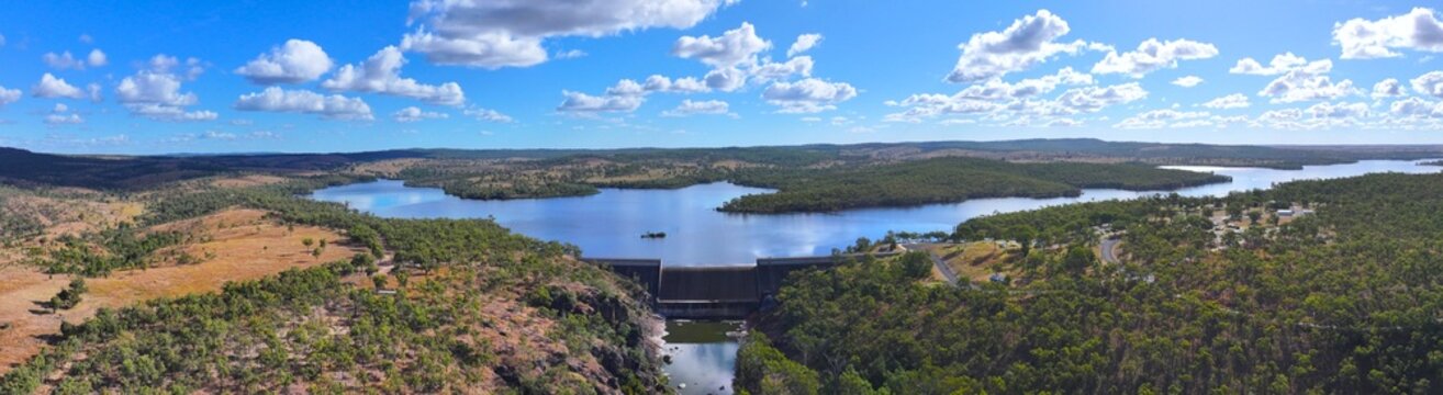 Spectacular aerial parorama of Lake Wuruma Queensland Australia