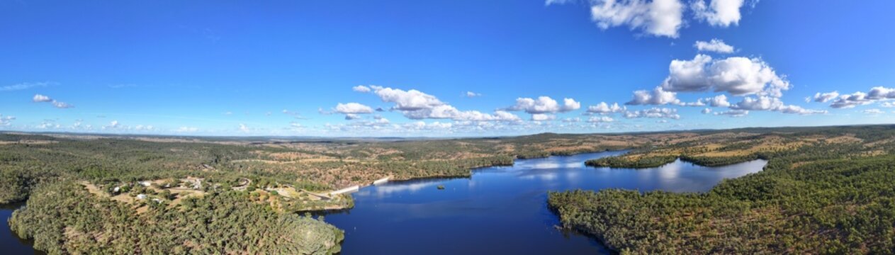 Spectacular aerial parorama of Lake Wuruma Queensland Australia