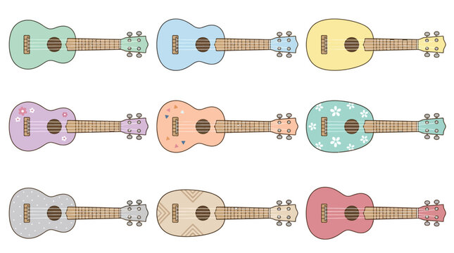 Colorful Ukulele Musical Instruments.