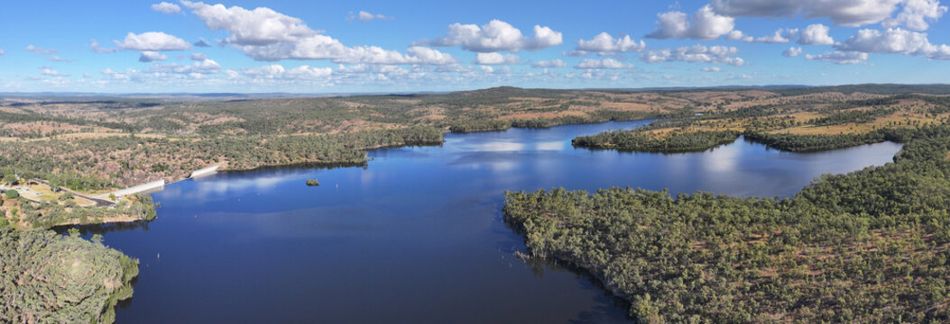 Spectacular aerial parorama of Lake Wuruma Queensland Australia