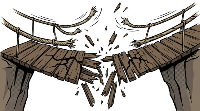 Broken Wooden Bridge Ends.