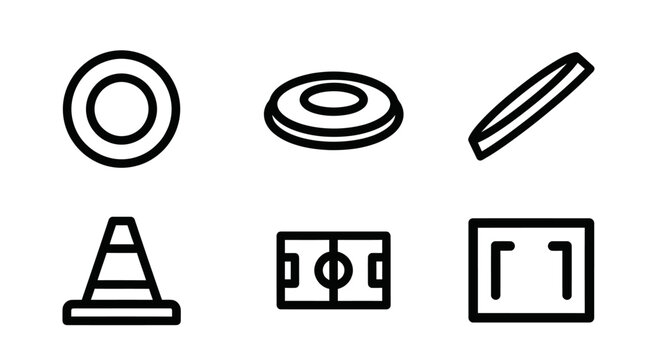 Field game icons including frisbee and training cone