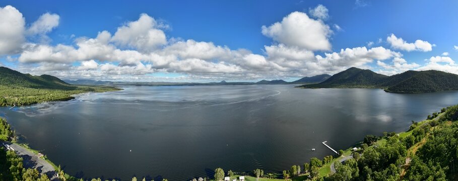 Spectacular aerial parorama of Proserpine Dam Queensland Australia