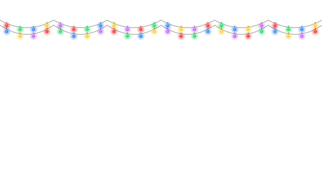 Christmas String Lights Overlay Animation Transparent Twinkling Colorful Holiday Garland Motion