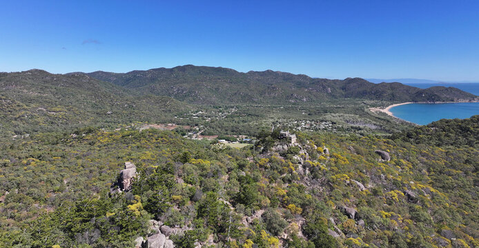 Spectacular aerial parorama of The Forts Magnetic Island Queensland Australia
