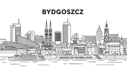 Fototapeta premium Bydgoszcz Skyline Illustration