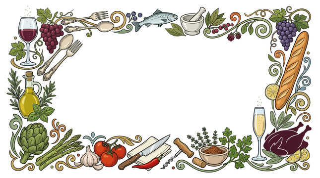 Food and drink border frame design.