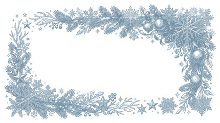 Obraz premium Blue floral winter border frame design.