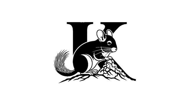 Illustrated Chipmunk with Letter K Design.