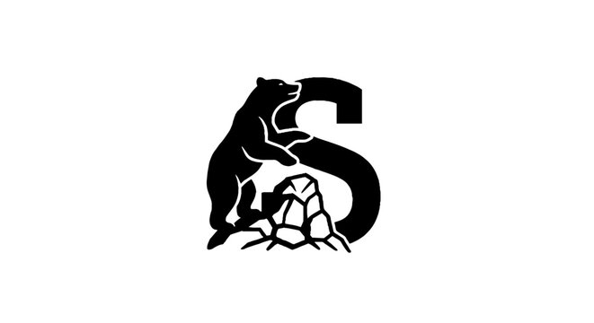 Black and white squirrel and acorn logo design.