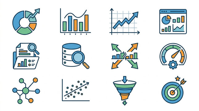 Collection of Business and Data Analysis Icons.