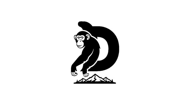 Black and white gorilla logo with mountain silhouette.
