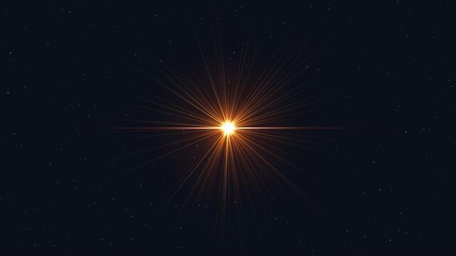 A bright yellow star shines in the dark outer space with a loop effect